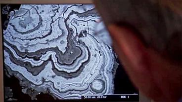 Mikroskop-Bild von Querschnitt einer Manganknolle