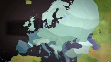 Karte Europas mit unterschiedlichen Zonen je nach Wasserstoff-Isotopen