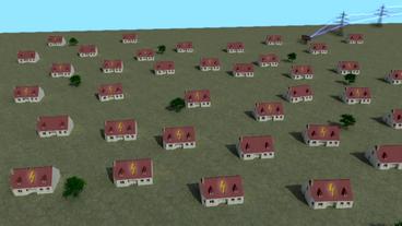 Grafische Darstellung vieler Häuser, die Strom erzeugen