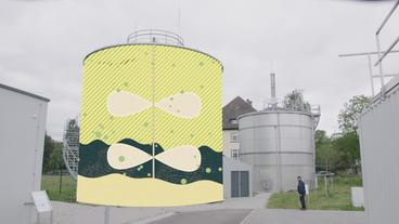Bild: WDR Fermenter in der Biogasanlage, darauf getrackt das Verfahren zur Biogasproduktion