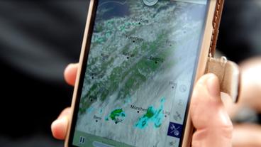 Bild: WDR Handy mit Niederschlagsradar.