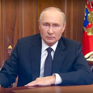 In diesem Standbild aus einem vom Pressedienst des russischen Präsidenten veröffentlichten Video wendet sich der russische Präsident Wladimir Putin am Mittwoch, 21. September 2022, in Moskau, Russland, mit einer Rede an die Nation