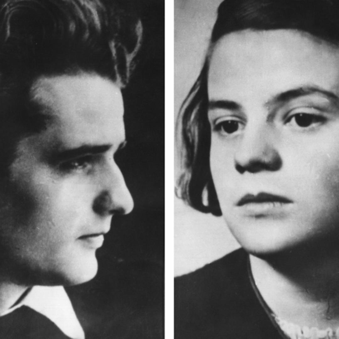 Hans und Sophie Scholl, Gründer und Mitglieder der Widerstandsgruppe "Weiße Rose" an der Münchner Universität (undatierte Fotos).