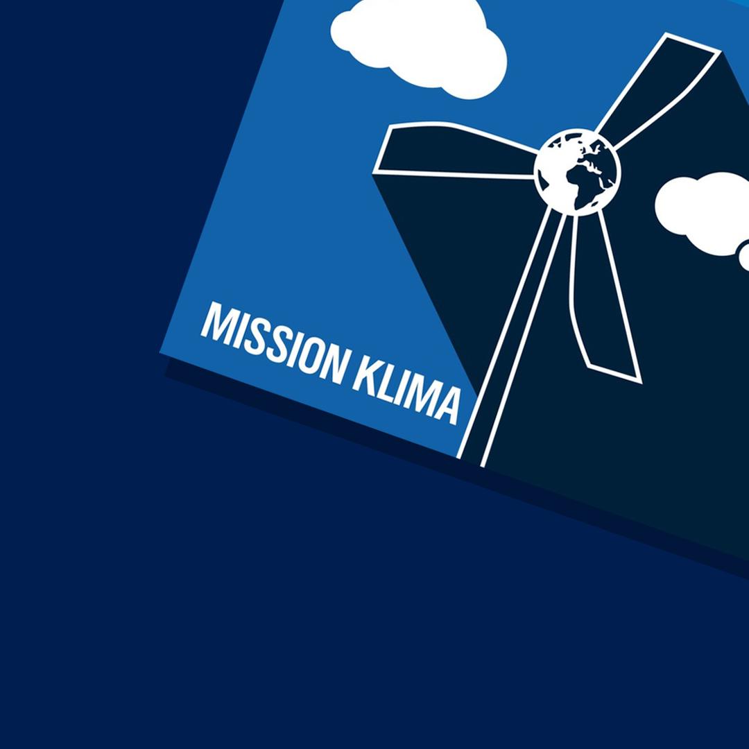 Podcastcover von "Mission Klima", in Hintergrund das Podcastcover von "Usere Erde"