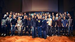 Gruppenfoto der deutschen Band Aid 30 Popkünstler.