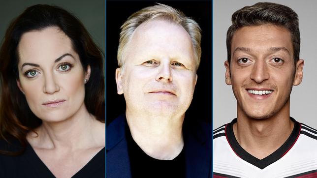 Bild: SWR/Mirjam Knickriem; SWR/Lars Baron/FIFA via Getty Images Paten der ARD Themenwoche Heimat: Natalia Wörner, Herbert Grönemeyer und Mesut Özil (v.l.n.r.)