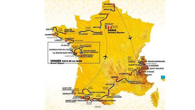 Bild: AP Strecke der Tour de France 2018