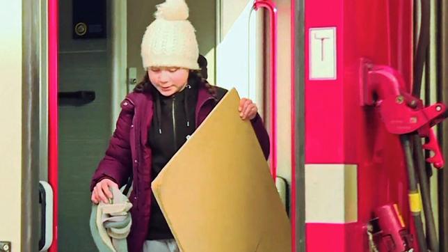 Bild: SWR Ankunft Greta in Davos 2019.