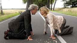 Charlotte (Jutta Speidel) und Peter (Peter Sattmann) sammeln die Reste von Charlottes geliebter Perlenkette ein.