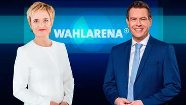 Bild: WDR/MDR/Annika Fußwinkel/Kirsten Nijhof Moderation der "Wahlarena": Ellen Ehni und Gunnar Breske.