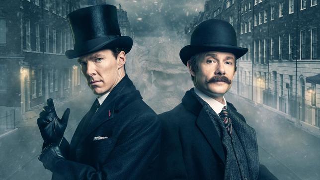 Bild: ARD Degeto/BBC/Hartswood Films 2015 Ein Special der BBC-Reihe "Sherlock" führen Sherlock Holmes (Benedict Cumberbatch, li.) und Dr. Watson (Martin Freeman) in das Jahr 1895