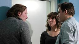 Irene (Angela Kovacs) und ihre beiden Kollegen Jonny (Dag Malmberg, links) und Fredrik (Eric Ericson)