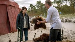 Arne (Peter Mygind) übergibt Ebba (Iris Berben) ein Bärenkostüm