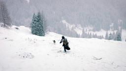 Arnold (Ulrich Matthes) lässt sein altes Leben zurück und zieht sich mit seinem Hund in die Einsamkeit einer abgelegenen Berghütte zurück.