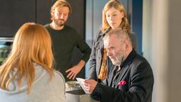 Mareike (Andrea Sawatzki), Frank (Andreas Pietschmann), Felicitas (Jule Böwe) und Xaver (Branko Samarovski) schauen gemeinsam alte Fotos an