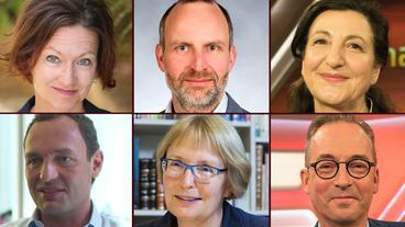 Bild: rbb; WDR; Rolf Schulten Die Experten im Live-Chat: Martina Zöllner, Clemens Schaeffer, Necla Kelek, (oben, v.l.n.r.); Titus Selge, Ulrike Freitag, Jan Fleischhauer (unten, v.l.n.r.)