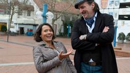 Ein gutes Team: Ulrike Folkerts und Andreas Hoppe beim Dreh in Ludwigshafen.