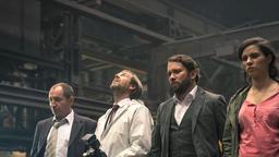 TATORT: Kurt Stich (Thorsten Merten), Johann Ganser (Matthias Matschke), Lessing (Christian Ulmen), Kira Dorn (Nora Tschirner).