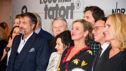 Im Bild auf dem Roten Teppich: V.l.n.r. Ferdinand Hofer, Barbara Philipp, Stefan Gubser, Axel Milberg, Günther Lamprecht, Delia Mayer, Margarita Broich, Felix Klare, Volker Herres, Maria Furtwängler.