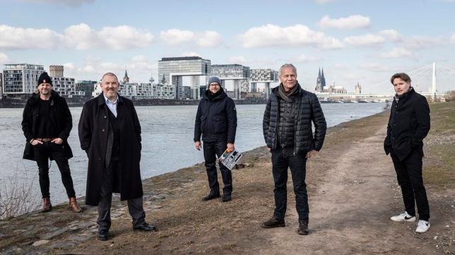 Drehstart für den Kölner "Tatort: Hubertys Rache": Jan Kruse (Produzent), Freddy Schenk (Dietmar Bär), Markus Weiler (Regie), Max Ballauf (Klaus J. Behrendt), Götz Bolten (Redaktion WDR)