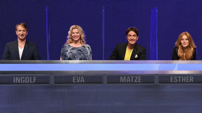 Bild: NDR/Uwe Ernst (v.l.n.r. am Panel): Ingolf Lück, Eva Habermann, Matze Knop, Esther Schweins