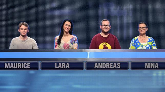 Bild: ARD/Uwe Ernst Die Kandidat:innen: Maurice Vogg, Lara Yousuf, Andreas Greif und Nina Strelecky.