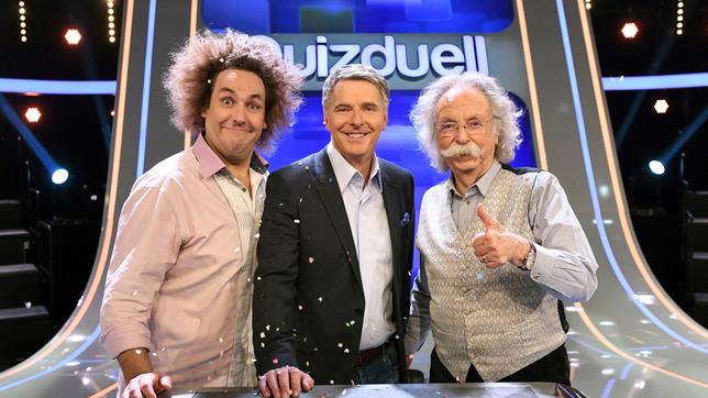 Jean Pütz und Konrad Stöckel treten gegen den "Quizduell-Olymp" an.