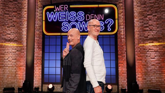 Als Kandidaten zu Gast bei "Wer weiß denn sowas?": Die Schauspieler Christian Berkel und Peter Lohmeyer.