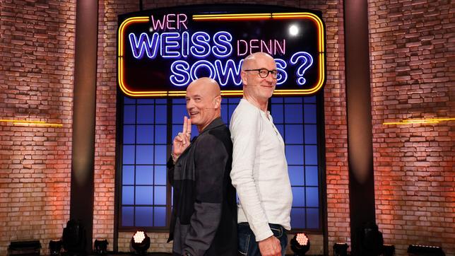 Als Kandidaten zu Gast bei "Wer weiß denn sowas?": Die Schauspieler Christian Berkel und Peter Lohmeyer.