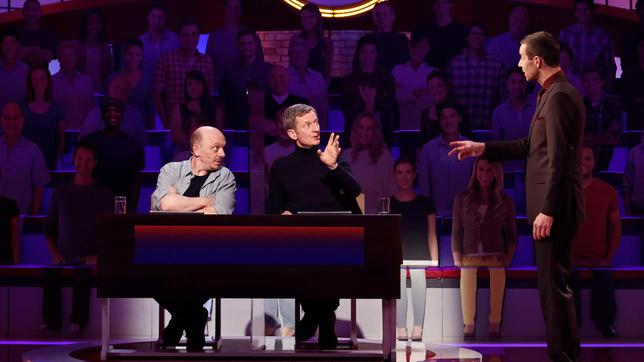 Bild: ARD/Morris Mac Matzen Moderator Kai Pflaume mit Rateteam-Kapitän Bernhard Hoëcker dem Schauspieler und Comedian Michael Kessler.