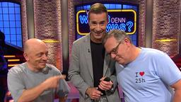 Moderator Kai Pflaume und sein Rateteam Bernhard Hoëcker und Elton.