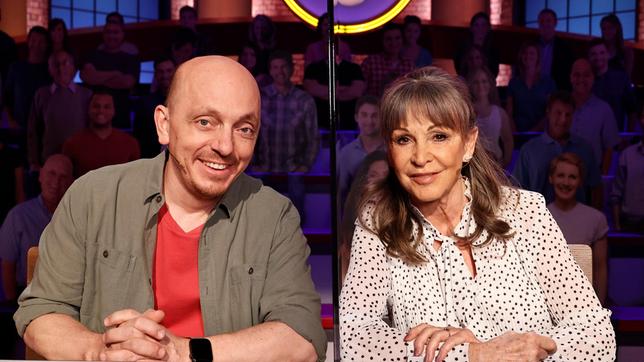 Bild: ARD/Morris Mac Matzen Rateteam-Kapitän Bernhard Hoëcker und die Schauspielerin Uta Schorn bilden ein Rateteam.