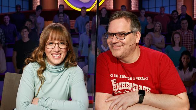 Bild: ARD/Morris Mac Matzen Rateteam-Kapitän Elton und die Meteorologin und angehende Astronautin Insa Thiele-Eich bilden ein Rateteam.