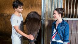 Vanessa (Olivia Müller-Elmau) hat zwar nicht viel übrig für Pferde, dafür aber um so mehr für Jens Dausinger (Niklas Nißl).