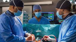 Dr. Matteo Moreau (Mike Adler) und Dr. Mikko Rantala (Luan Gummich) lassen Ivo (Jakob D'Aprile) bei einer Op zusehen.