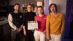 Bereit zum Dreh: Victor Voss (DoP) , Franziska Jahn (Regie), Friederike Linke (Schauspielerin) und Nils Brunkhorst (Schauspieler).