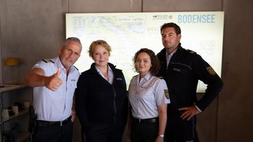 Das Team von WaPo Bodensee ist wieder im Einsatz: Paul Schott (Tim Wilde), Nele Fehrenbach (Floriane Daniel), Julia Demmler (Wendy Güntensperger) und Jakob Frings (Max König).