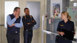Beissl (Andreas Giebel), Jerry (Peter Marton) und Caro (Sarah Thonig) beraten sich zum aktuellen Mordfall.