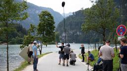 Die gesamte Filmcrew auf der Zufahrtsstraße zum Königssee.