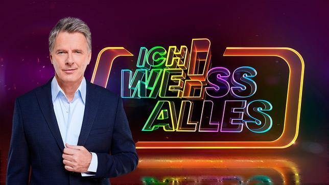 Bild: ARD/Thomas Leidig/Brand New Media "ICH WEISS ALLES!"-Logo mit Jörg Pilawa