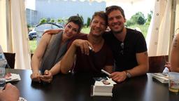 Cheryl Shepard, Mickey Hardt und Constantin Lücke im Autogrammzelt.
