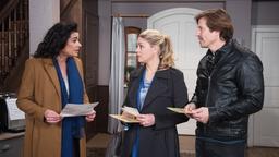 Anne (Caroline Kiesewetter, l. mit Hakim Michael Meziani) schöpft Hoffnung, als Britta (Jelena Mitschke) ihr einen Weg weist, wie sie die falschen Anschuldigungen der Falkenstein entkräften kann.