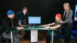 Britta (Jelena Mitschke), Arthur (Jochen Horst), Lasse (Jochen Horst) und Nora (Anne Moll) lassen sich auf ein Experiment mit "BrainTrip" ein.