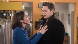 Eliane (Samantha Viana) bremst Theo (Frederic Böhle) in seinem Wunsch aus, das Sorgerecht für das Baby vertraglich zu regeln.