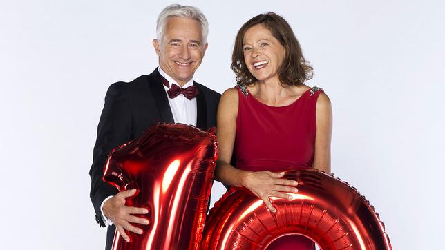Bild: ARD/Thorsten Jander Rote Rosen 10 Jahre Jubiläum Angela Roy als Petra Jansen und Gerry Hungbauer als Thomas Jansen