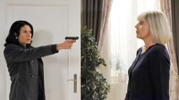 Doris bedroht Charlotte mit einer Pistole
