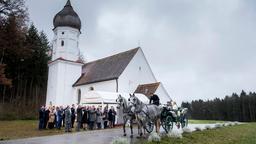 Hochzeit: Viktor (Sebastian Fischer) springt über seinen Schatten und holt das Brautpaar Christoph (Dieter Bach) und Alicia (Larissa Marolt) mit der Kutsche ab (mit Komparsen).