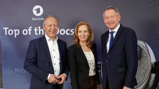 Bild: rbb/Thomas Ernst Die Intendanten von WDR, rbb und NDR, Tom Buhrow, Patricia Schlesinger Lutz Marmor (v. l. n. r.) luden ein zur siebten Ausgabe von "Top of the Docs".