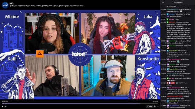 Bild: BR Pen & Paper-"Tatort" "Kaltes Gold" auf Twitch: Screenshot von Teil 1